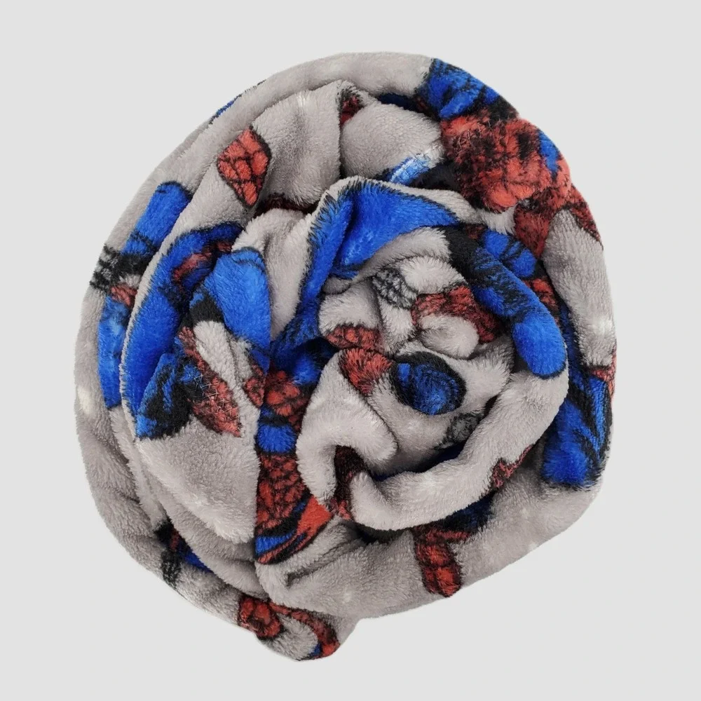 The Big One Marvel SpiderMan Plush Throw Blanket Gray Red‎ Blue 60x72 Oversized